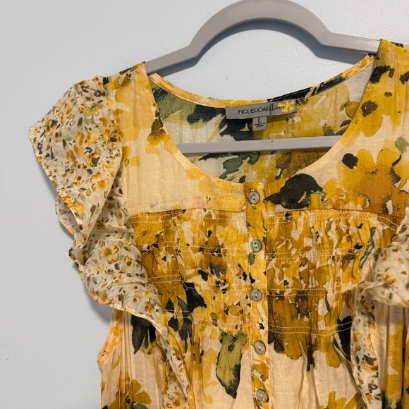 Figueroa Flower Short Sleeve Button Front Floral Print Belted Maxi Dress‎ Size L - Picture 3 of 8